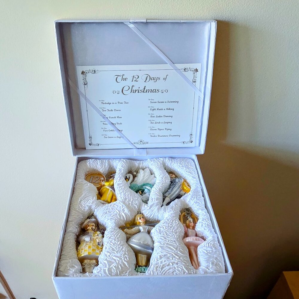 🎄Kurt Adler Noble Gems Twelve Days Of Christmas Ornaments, 12-Piece Box Set NEW